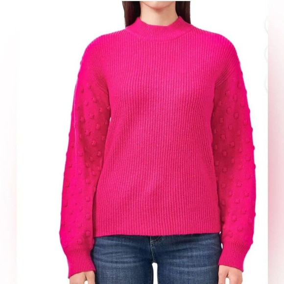 Vince Camuto Women's Bobble Stitch Sleeve Pullover Sweater Aurora Pink XL - Picture 1 of 8